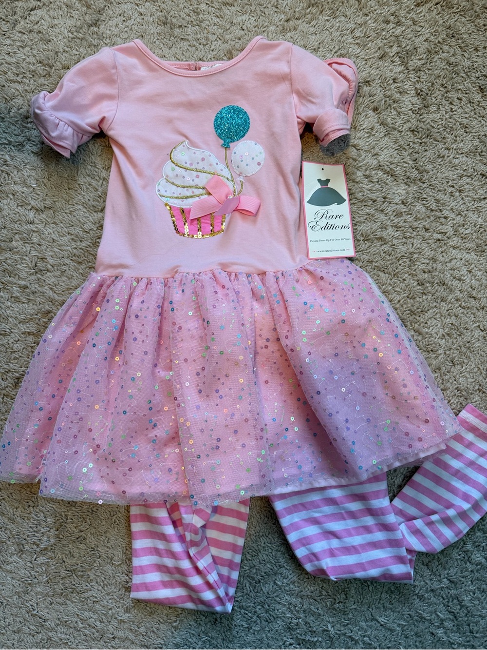 NWT Rare Editions Pink Cupcake Tulle Dress Set